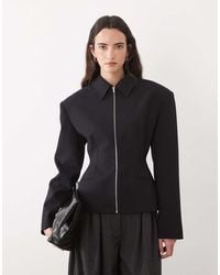 ASOS - Tailored Cinch Waist Zip Through Blazer - Lyst