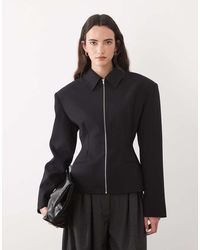 ASOS - Tailored Cinch Waist Zip Through Jacket - Lyst