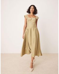 Nobody's Child - Rue Structured Midi Dress With Bow Straps - Lyst