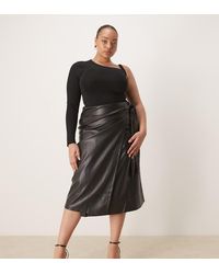 Never Fully Dressed - Jaspre Leather Look Wrap Tie Side Midi Skirt - Lyst