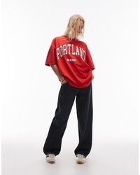 TOPSHOP - Toshop Premium Graphic Portland Super Oversized Tee - Lyst