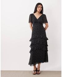 New Look - Chiffon Tiered Polka Dot Maxi Dress - Lyst