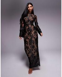 princess polly baby blue dress Lipsy Michelle Keegan Loves Floral Lace Bodycon Dress in Black