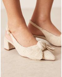 ASOS - Wide Fit Symbol Bow Slingback Mid Block Heeled Shoes - Lyst