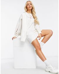 The Couture Club Archive Logo Oversized Long Sleeve T-shirt Dress - White