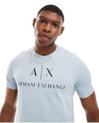 Armani Exchange - T-shirt ajusté avec logo sur la poitrine - clair - Lyst