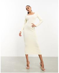 Fashionkilla - Fine Knit Low Back Bodycon Midi Dress - Lyst