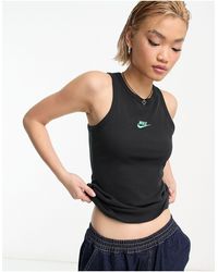 Nike - Dance - canotta nera a coste con logo piccolo - Lyst