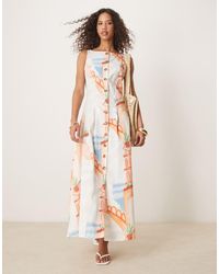 ASOS - Slash Neck Button Down Waistcoat Maxi Sundress - Lyst