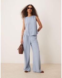 ASOS - Pleat Front Wide Leg Trousers With Linen Co-ord - Lyst