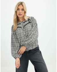 Yours Clothing - Gingham Button Through Blouse - Lyst