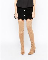 carvela polished flat knee boots