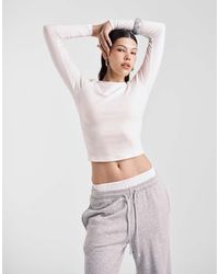 ASOS - T-Shirt Mini Morbida A Maniche Lunghe Color Crema - Lyst