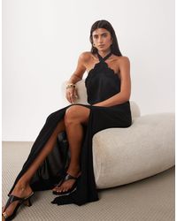 Mango - Robe longue dos nu à détail rose e - Lyst