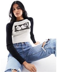 Pull&Bear - Graphic Long Sleeved Raglan T-shirt - Lyst
