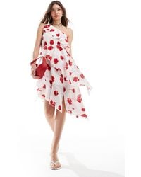 ASOS - – mehrlagiges minikleid mit one-shoulder-träger und zweifarbigem blumenmuster - Lyst