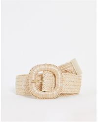Pieces Straw Buckle Belt - Natural