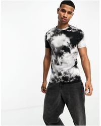 Hollister - Camiseta blanca y negra con lavado efecto tie dye y logo central - Lyst
