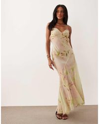 ASOS - Floral Print Leaf Cami Strap Maxi Dress - Lyst