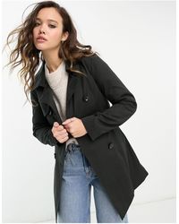 ONLY - Trench-coat court boutonné - noir - Lyst