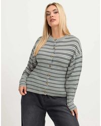 Yours Clothing - Stripe Flare Hem Cardigan - Lyst