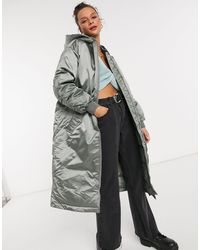 ASOS Doudoune oversize coupe longue - cendré - Vert