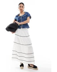 New Look - Midi-Rok Met Stroken En Rikrak Randen - Lyst