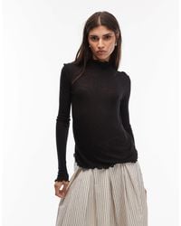 & Other Stories - Soft Wool Rich Long Sleeve Top With High Neck And Frill Hem - Lyst