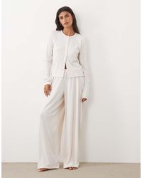ASOS - Mix & Match Lounge Rib Wide Leg Pyjama Bottoms - Lyst