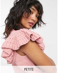 Y.A.S Petite Knitted Vest With Ruffle Sleeves - Pink