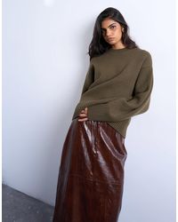 TOPSHOP - Knitted Chunky All Needle Clean Crew Jumper - Lyst