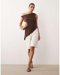 ASOS - Mix & Match Linen Look Longline Top With Asymmetric Hem - Lyst