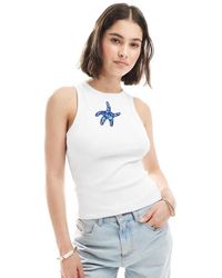 ASOS - Canotta Bianca Con Stella Marina - Lyst