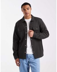 Threadbare - Camicia Giacca Scuro Con Tasche Sul Davanti E Bottoni - Lyst