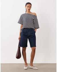 ASOS - – gestreiftes, schulterfreies oversize-oberteil aus jersey - Lyst