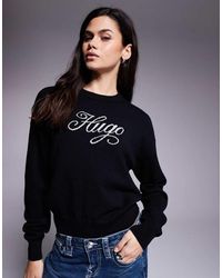 HUGO - Slogix Script Logo Knit Jumper - Lyst