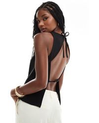 ASOS - Compact Crepe Sleeveless Top With Open Back - Lyst