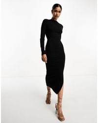 ASOS - Long Sleeve Midi Dress With Open Back And Strap Detail - Lyst