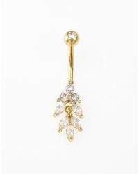 Lovisa - – vergoldetes bauchnabelpiercing aus chirurgenstahl mit anhänger mit tropfenförmigen marquise-steinen - Lyst