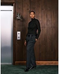 ASOS - Asos Design Curve High Neck Mesh Semi Sheer Long Sleeve Top - Lyst