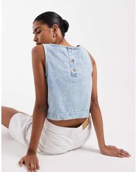 Gap - Square Neck Denim Top - Lyst