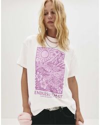 Pull&Bear - T-Shirt Color Ghiaccio Con Grafica Di Costa Estiva - Lyst
