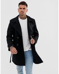 ASOS Shower Resistant Double Breasted Trench - Black