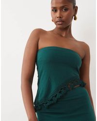 ASOS - Crinkle Textured Tassel Fringe Trim Asymmetric Bandeau Top - Lyst