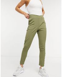 Little Mistress Slit Front Tailored Trousers - Green