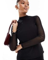 ONLY - Sheer High Neck Top - Lyst