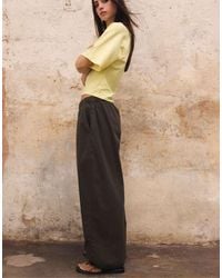 Stradivarius - Barrel Poplin Trousers With Stoppers - Lyst