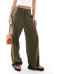 ONLY - Wide Leg Linen Look Trousers - Lyst