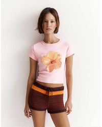 Pull&Bear - Floral Graphic T-shirt - Lyst