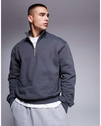 ASOS - Premium Heavyweight Boxy Oversized Quarter Zip Sweatshirt 400gsm - Lyst